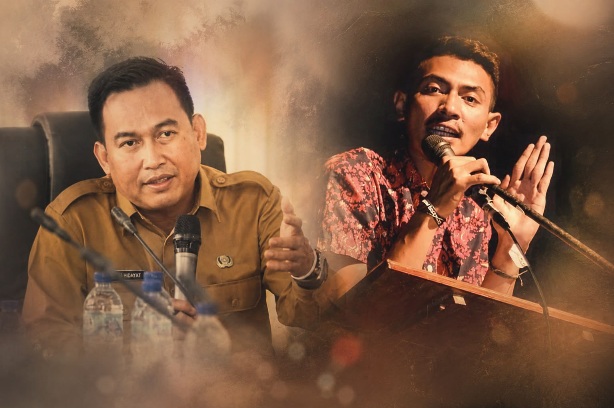 Sekretaris Daerah (Sekda) Haltim Ricky Chairul Richfat vs Koordinator KOMPAK Muhammad Iqbal alias Bung Galang.