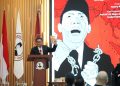 Sekjen PDI Perjuangan Hasto Kristiyanto saat memberikan materi kuliah umum di Universitas Bung Karno (UBK) Jakarta, dengan materi ilmu Geopolitik Soekarno.