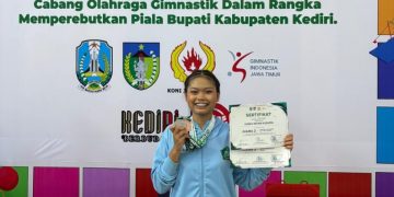 Atlet senam Sidoarjo peraih medali emas di kejuaraan PERSANI Jatim 2026.