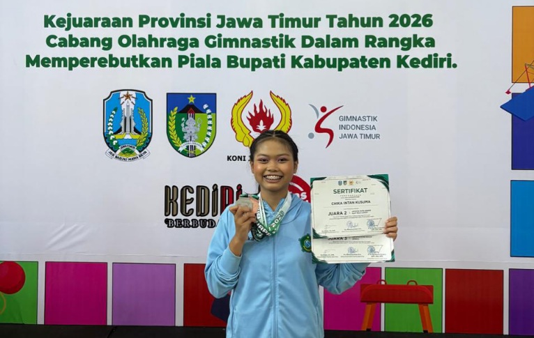 Atlet senam Sidoarjo peraih medali emas di kejuaraan PERSANI Jatim 2026.