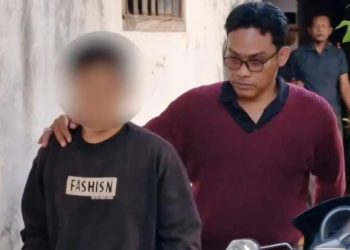 Terduga pelaku rudapaksa, MAY saat diamankan Polisi.