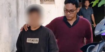 Terduga pelaku rudapaksa, MAY saat diamankan Polisi.